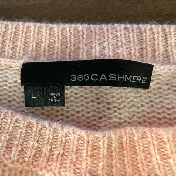 360cashmere Sweater Womens Large Pink Parisian Colorblock Tight Knit Old Money - Picture 4 of 10